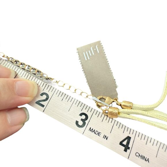 J Jill Layered Beaded Necklace Square Gold Tone Double Strand Cord Adjustable - Picture 11 of 11